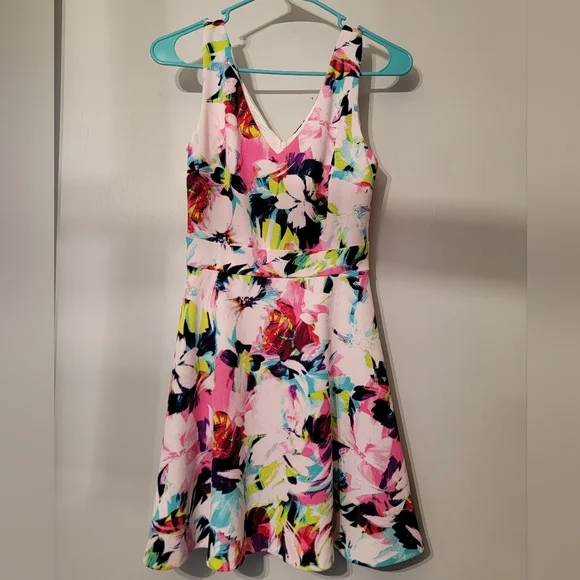 Aqua | Dresses | Aqua Bloomingdales Fit Flare Watercolor Floral Dress Size  Medium Euc | Poshmark